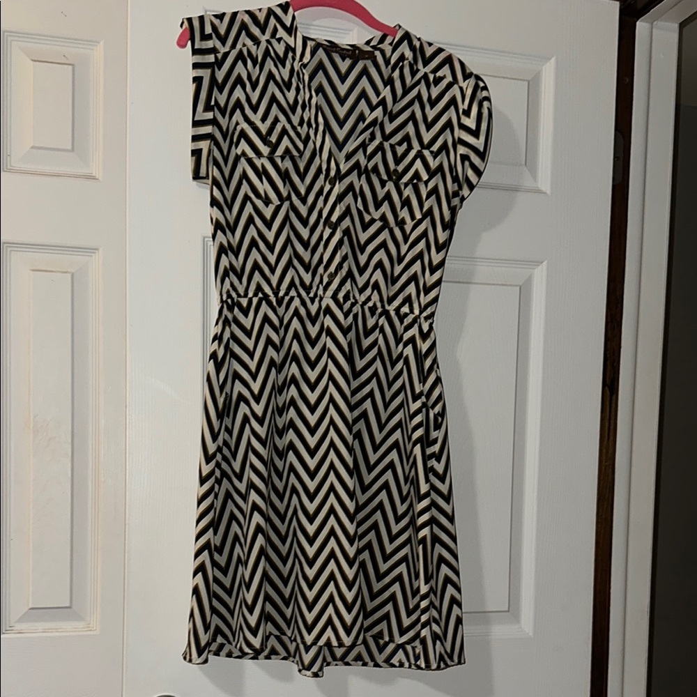 Speed Control Black and White One Shoulder Flutter Sleeve Top